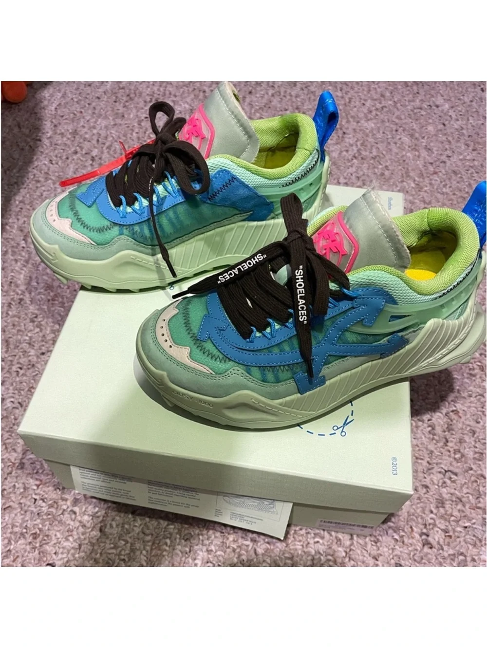 Off-White Multicolor Sneakers in Blue, Green & Pink